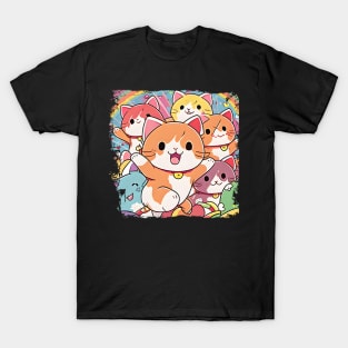 Happy Cute Cats - Cat Lover Funny T-Shirt